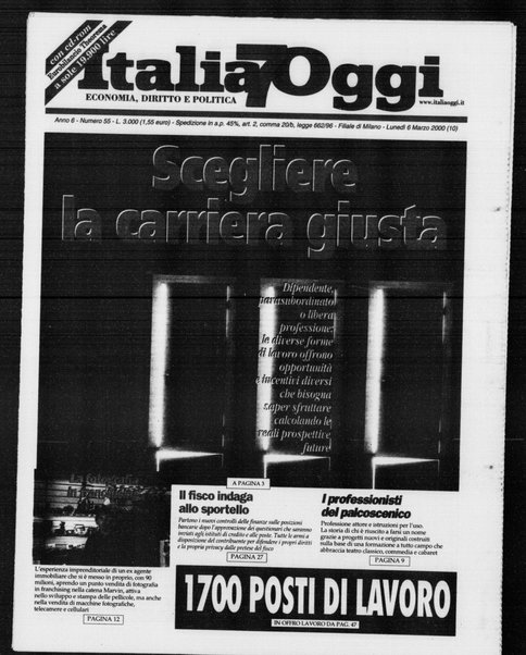 Italia oggi : quotidiano di economia finanza e politica